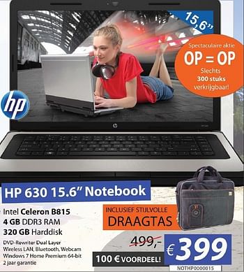 Promoties Hp 630 15,6 notebook - HP - Geldig van 30/06/2012 tot 15/08/2012 bij Compudeals