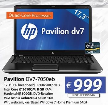 Promoties Hp pavilion dv7-7050eb - HP - Geldig van 30/06/2012 tot 15/08/2012 bij Compudeals