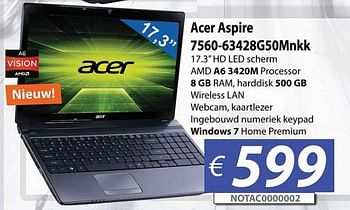 Promoties Acer aspire  - Acer - Geldig van 30/06/2012 tot 15/08/2012 bij Compudeals