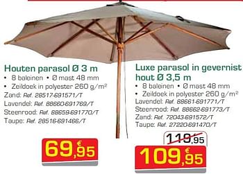 Promoties Houten parasol - Huismerk - Group Meno  - Geldig van 02/07/2012 tot 28/07/2012 bij Group Meno