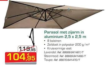 Promoties Parasol met zijarm in aluminium - Huismerk - Group Meno  - Geldig van 02/07/2012 tot 28/07/2012 bij Group Meno