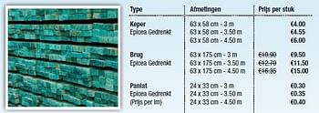 Promoties Keper 63 x 58 cm - 3 m epicea gedrenkt - Huismerk - Cevo - Geldig van 02/07/2012 tot 31/07/2012 bij Cevo Market