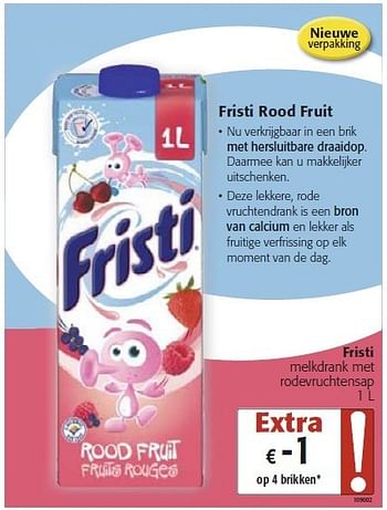 Promoties Fristi melkdrank met rodevruchtensap - Fristi - Geldig van 04/07/2012 tot 17/07/2012 bij Colruyt
