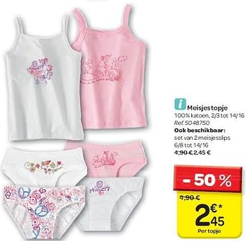 Promoties Meisjestopje - Huismerk - Carrefour  - Geldig van 04/07/2012 tot 16/07/2012 bij Carrefour