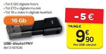 Promotions Usb-sleutel pny - PNY Technologies - Valide de 04/07/2012 à 16/07/2012 chez Carrefour