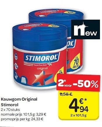 Promotions Kauwgom original stimorol - Stimorol - Valide de 04/07/2012 à 16/07/2012 chez Carrefour
