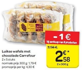 Promoties Luikse wafels met chocolade carrefour - Carrefour - Geldig van 04/07/2012 tot 16/07/2012 bij Carrefour