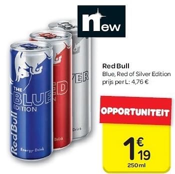 Promoties Red bull blue, red of silver edition - Red Bull - Geldig van 04/07/2012 tot 16/07/2012 bij Carrefour