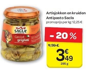 Promoties Artisjokken en kruiden antipasto sacla - Sacla - Geldig van 04/07/2012 tot 16/07/2012 bij Carrefour