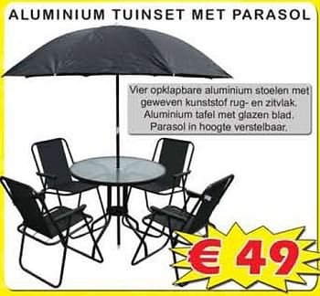 affix gastvrouw ik draag kleding Huismerk - Itek Aluminium tuinset met parasol - Promotie bij Itek