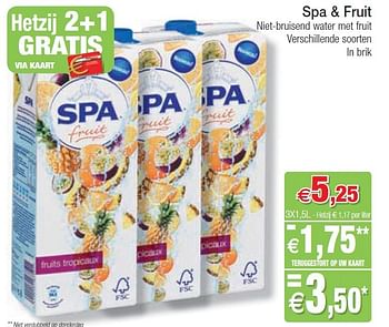 Promoties Spa + fruit niet-bruisend water met fruit - Spa - Geldig van 10/07/2012 tot 15/07/2012 bij Intermarche