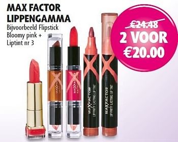 Promoties Max factor lippengamma - Max Factor - Geldig van 10/07/2012 tot 22/07/2012 bij Kruidvat