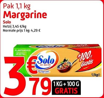 Promoties Pak 1,1 kg margarine solo - Solo - Geldig van 11/07/2012 tot 24/07/2012 bij Smatch