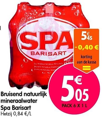 Promoties Bruisend natuurlijk mineraalwater spa barisart - Spa - Geldig van 11/07/2012 tot 17/07/2012 bij Match