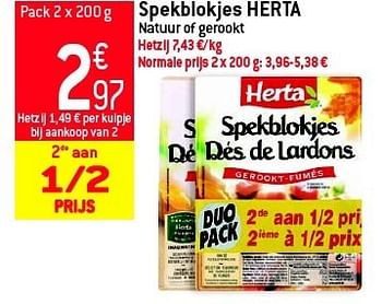 Promoties Spekblokjes herta - Herta - Geldig van 11/07/2012 tot 17/07/2012 bij Match Food & More