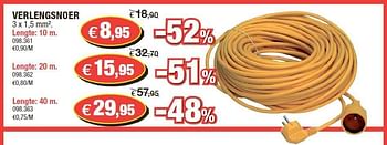 Promoties Verlengsnoer 3 x 1,5 mm². lengte: 10 m. - Huismerk - Hubo  - Geldig van 11/07/2012 tot 22/07/2012 bij Hubo