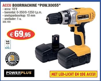 Promoties Accu boormachine pow.x0055 - Powerplus - Geldig van 11/07/2012 tot 22/07/2012 bij Hubo