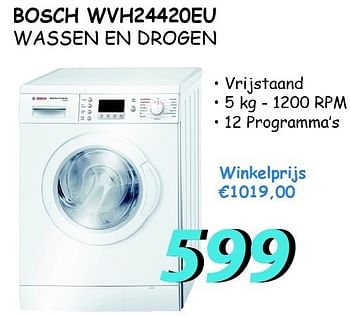 Promotions Bosch wvh24420eu wassen en drogen - Bosch - Valide de 12/07/2012 à 05/08/2012 chez Elektro Koning