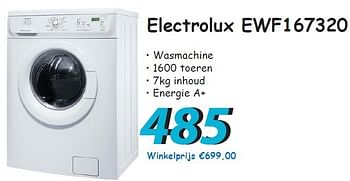 Promotions Electrolux ewf167320 - Electrolux - Valide de 12/07/2012 à 05/08/2012 chez Elektro Koning