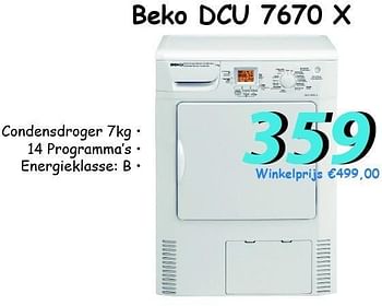 Promoties Beko dcu 7670 x - Beko - Geldig van 12/07/2012 tot 05/08/2012 bij Elektro Koning
