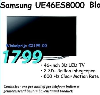 Promoties Samsung ue46es8000 - Samsung - Geldig van 12/07/2012 tot 05/08/2012 bij Elektro Koning