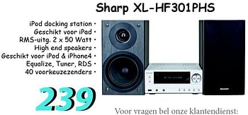 Promoties Sharp xl-hf301phs - Sharp - Geldig van 12/07/2012 tot 05/08/2012 bij Elektro Koning