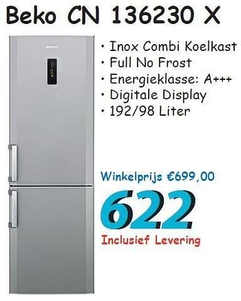 Promoties Beko cn 136230 x - Beko - Geldig van 12/07/2012 tot 05/08/2012 bij Elektro Koning