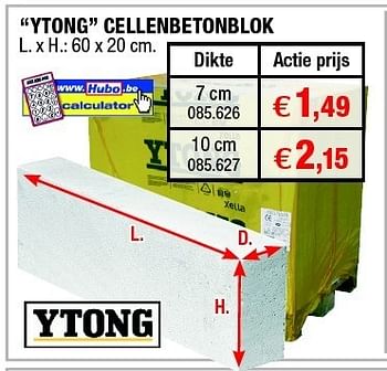 Promoties Ytong cellenbetonblok 7cm - Ytong - Geldig van 18/07/2012 tot 05/08/2012 bij Hubo