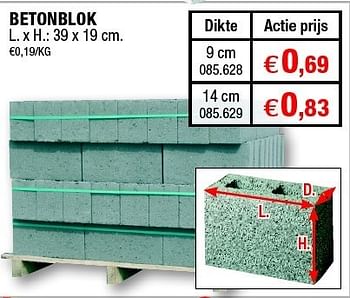 Promoties Betonblok 9cm - Huismerk - Hubo  - Geldig van 18/07/2012 tot 05/08/2012 bij Hubo