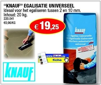 Promoties Knauf egalisatie universeel - Knauf - Geldig van 18/07/2012 tot 05/08/2012 bij Hubo