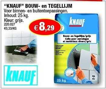 Promoties Knauf bouw- en tegellijm - Knauf - Geldig van 18/07/2012 tot 05/08/2012 bij Hubo