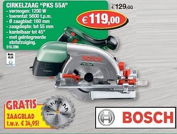 Promoties Bosch cirkelzaag pks 55a - Bosch - Geldig van 25/07/2012 tot 05/08/2012 bij Hubo