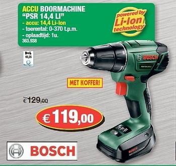 Promoties Bosch accu boormachine psr 14,4 li - Bosch - Geldig van 25/07/2012 tot 05/08/2012 bij Hubo