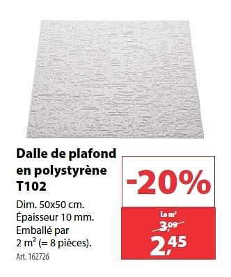 Promoties Dalle de plafond en polystyrène t102 - Huismerk - Gamma - Geldig van 25/07/2012 tot 06/08/2012 bij Gamma