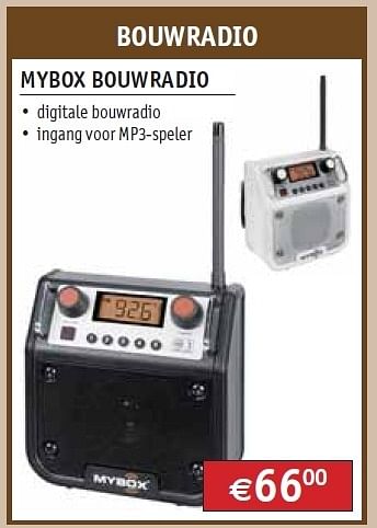 Promoties Mybox bouwradio - Mybox - Geldig van 01/08/2012 tot 31/08/2012 bij Bouwcenter Frans Vlaeminck