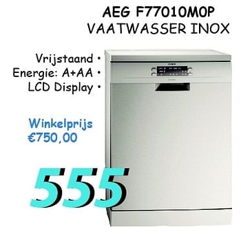 Promoties Aeg f77010m0p vaatwasser inox - AEG - Geldig van 07/08/2012 tot 09/09/2012 bij Elektro Koning