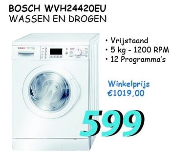 Promotions Bosch wvh24420eu wassen en drogen - AEG - Valide de 07/08/2012 à 09/09/2012 chez Elektro Koning