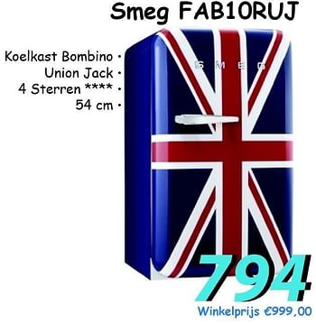 Promoties Smeg fab10ruj koelkast bombino - Smeg - Geldig van 07/08/2012 tot 09/09/2012 bij Elektro Koning