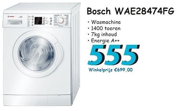 Promotions Bosch wae28474fg wasmachine - Bosch - Valide de 07/08/2012 à 09/09/2012 chez Elektro Koning