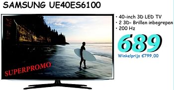 Promoties Samsung ue40es6100 40-inch 3d led tv - Samsung - Geldig van 07/08/2012 tot 09/09/2012 bij Elektro Koning