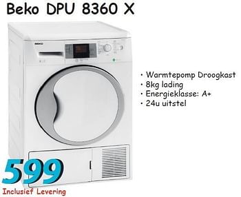 Promoties Beko dpu 8360 x warmtepomp droogkast - Beko - Geldig van 07/08/2012 tot 09/09/2012 bij Elektro Koning