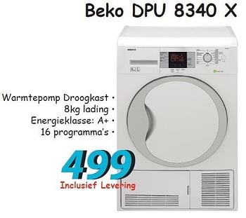 Promoties Beko dpu 8340 x warmtepomp droogkast - Beko - Geldig van 07/08/2012 tot 09/09/2012 bij Elektro Koning