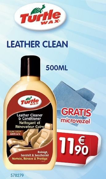 Promoties Leather clean - Turtle wax - Geldig van 09/08/2012 tot 08/09/2012 bij Auto 5