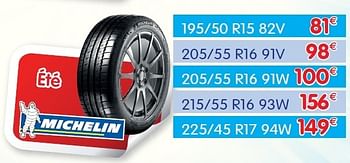 Promotions Pneus michelin 195-50 r15 82v - Michelin - Valide de 09/08/2012 à 08/09/2012 chez Auto 5