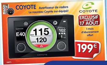Promotions Coyote avertisseur de radars - Coyote - Valide de 17/08/2012 à 08/09/2012 chez Auto 5