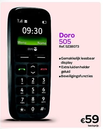 Promoties Doro 505 - Doro - Geldig van 20/08/2012 tot 30/09/2012 bij Carrefour
