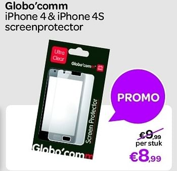 Promoties Globo’comm iphone 4 + iphone 4s screenprotector - Globo'Comm - Geldig van 20/08/2012 tot 30/09/2012 bij Carrefour