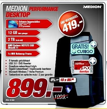 Promotions Medion performance desktop - Medion - Valide de 27/08/2012 à 09/09/2012 chez Auva