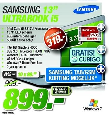 Promoties Samsung 13 ultrabook i5 - Samsung - Geldig van 27/08/2012 tot 09/09/2012 bij Auva