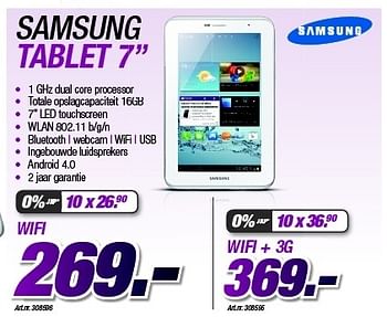 Promotions Samsung tablet 7 - Samsung - Valide de 27/08/2012 à 09/09/2012 chez Auva